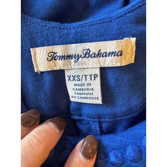 Tommy Bahama Dress Women XXS Blue Knit‎ Pearl Embroidered Shift Mini Preppy - Picture 8 of 9